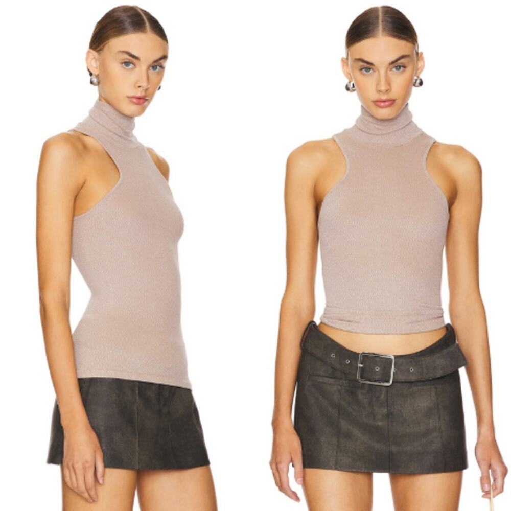 Free People Always Ready Seamless Turtleneck Tank Mocha Meringue M/L